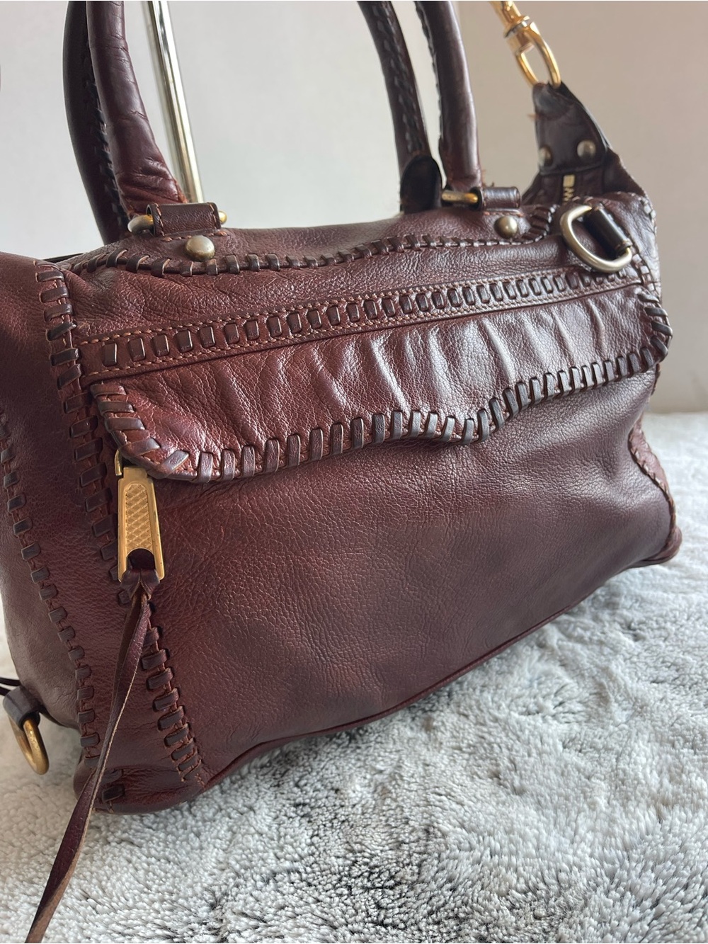 Rebecca Minkoff MBA Brown  Leather Satchel Bag Crossbody Purse - Picture 3 of 15